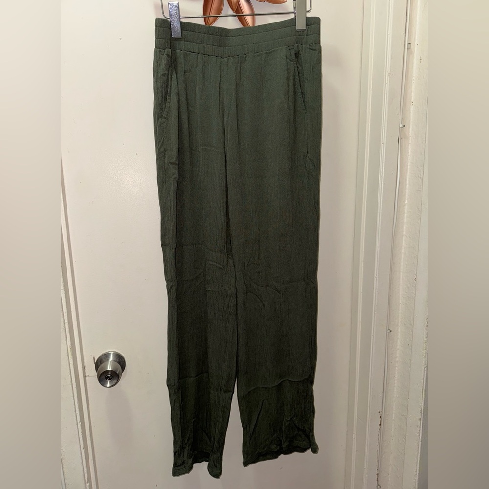 Three Dots Women's Forest Green Wide Leg Pants